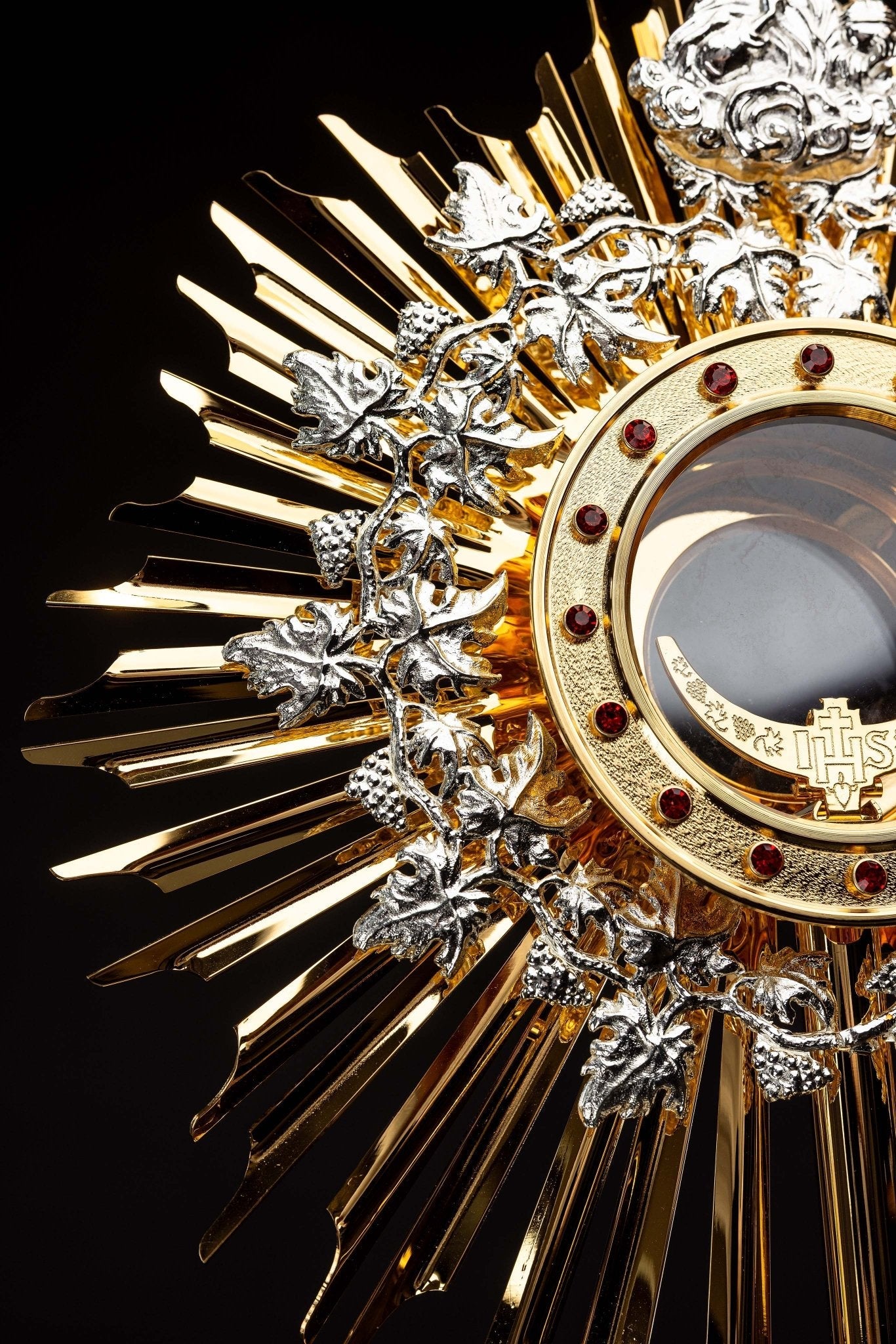 Handmade Gilded Brass Monstrance with Rubies - 70 cm - image 4