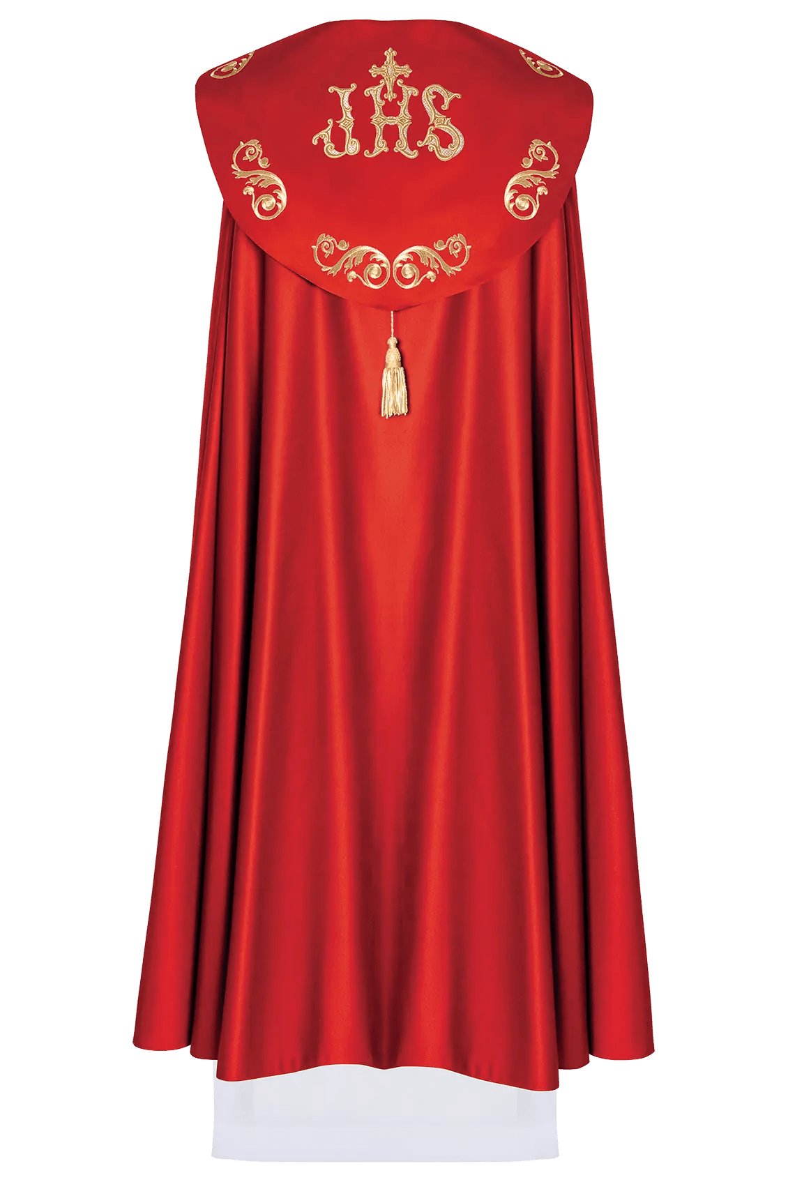 Red liturgical cape with gold monogram - HAFTINA ATELIER