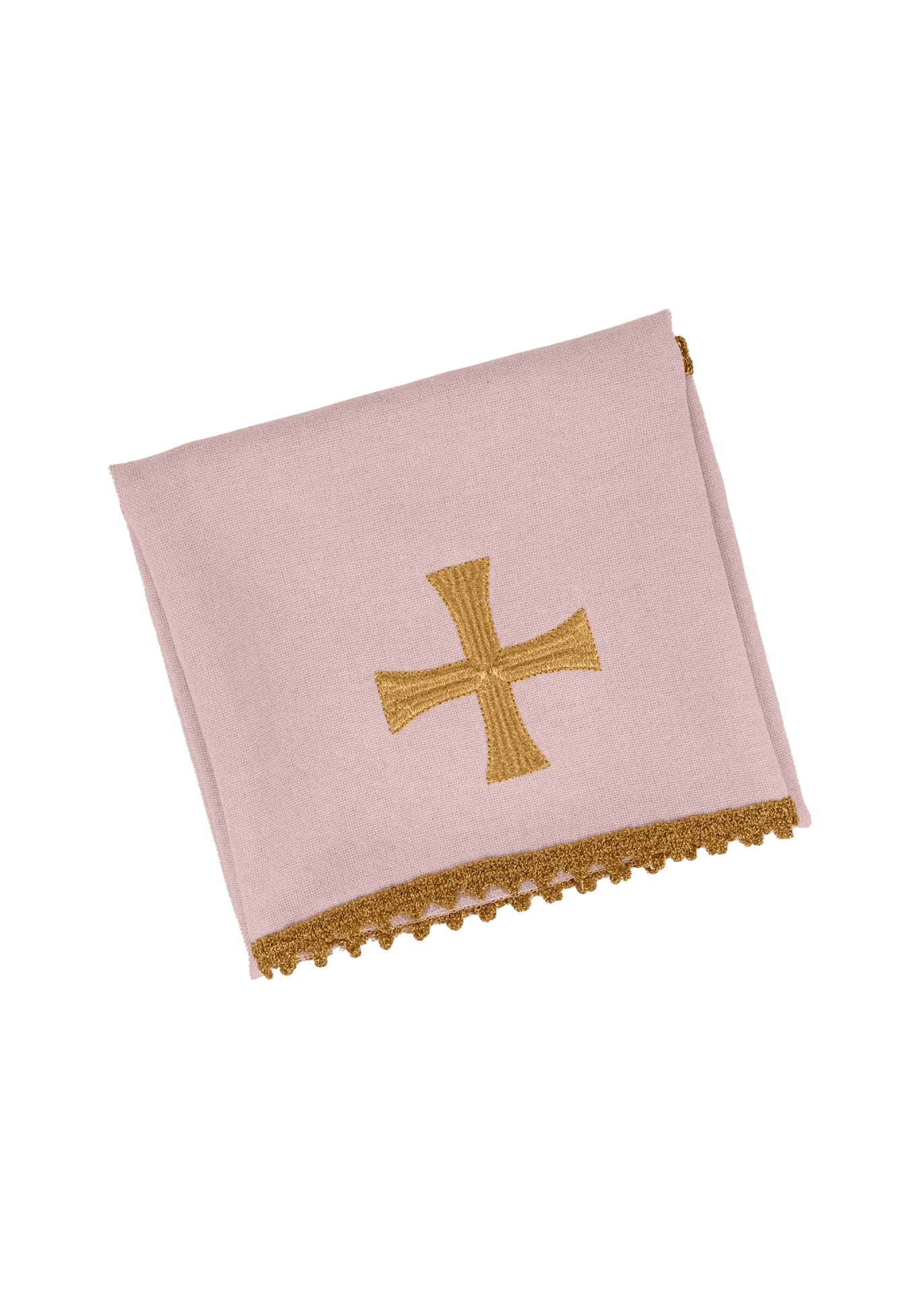 Pink chalice veil with symbol of the cross