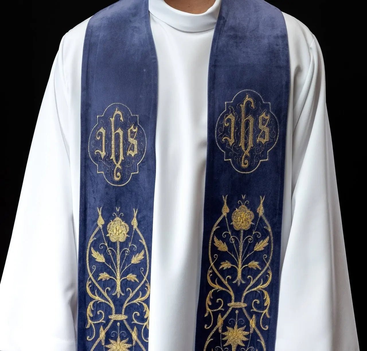 Embroidered purple IHS stole