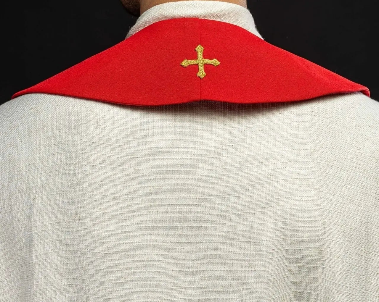 Embroidered stole IHS red