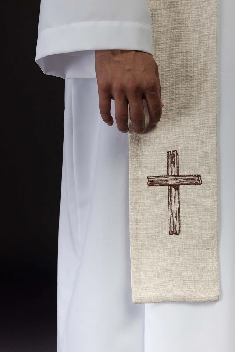 Embroidered stole "Jesus the Good Shepherd" in ecru