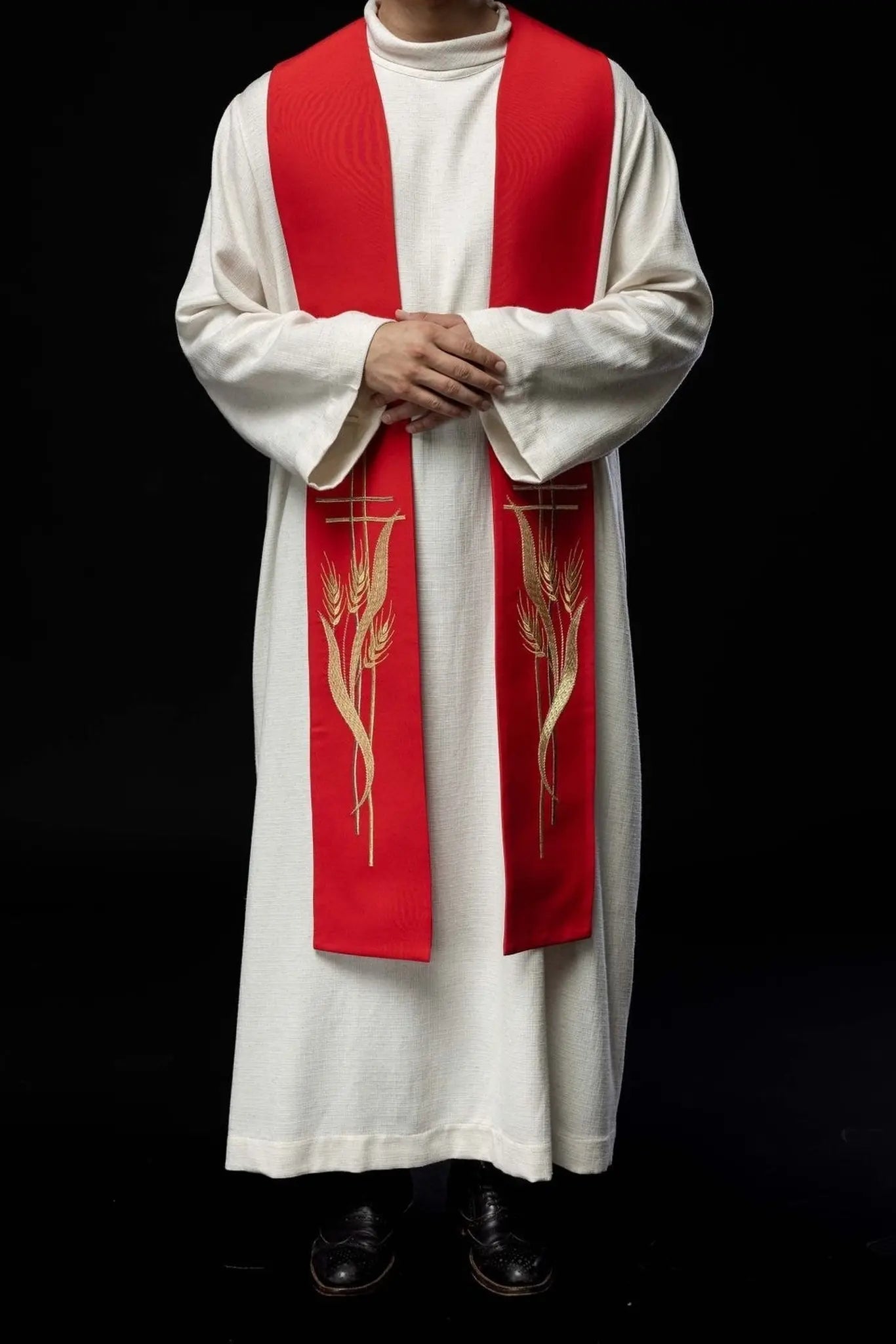 Embroidered red priest's stole