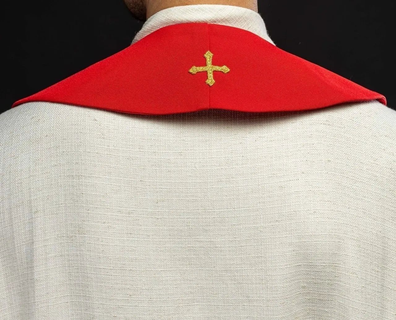 Priest's stole red embroidered Cross