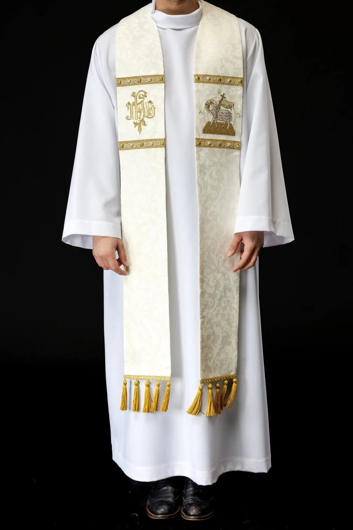 Easter lamb stole sewn on decorative fabric