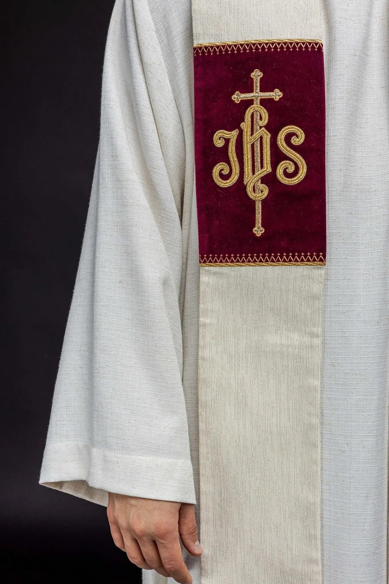 Stole with Embroidered Lamb of God and JHS Symbol