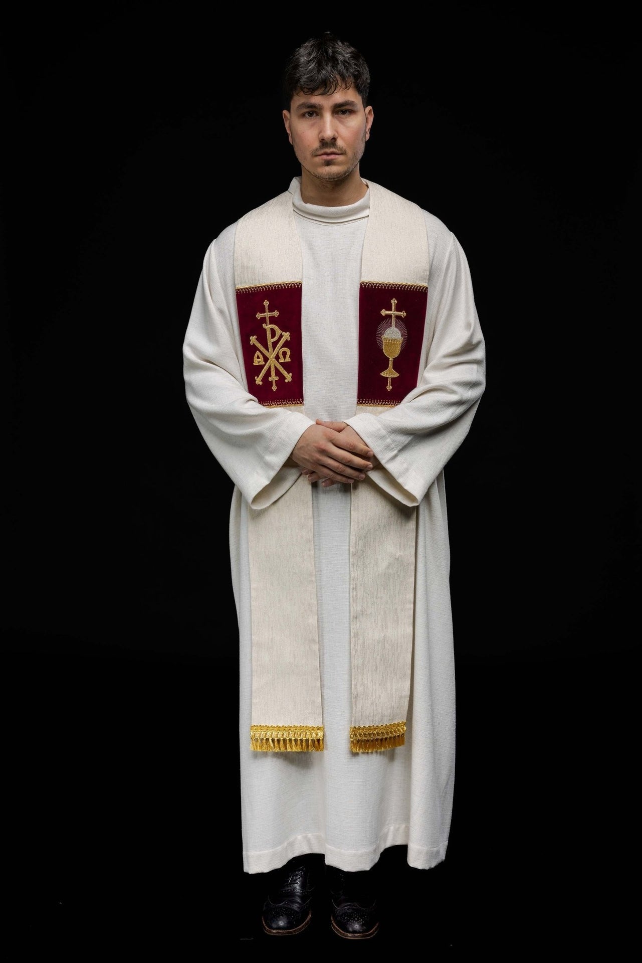 Stuła z haftowanym Kielichem Eucharystycznym i PAX