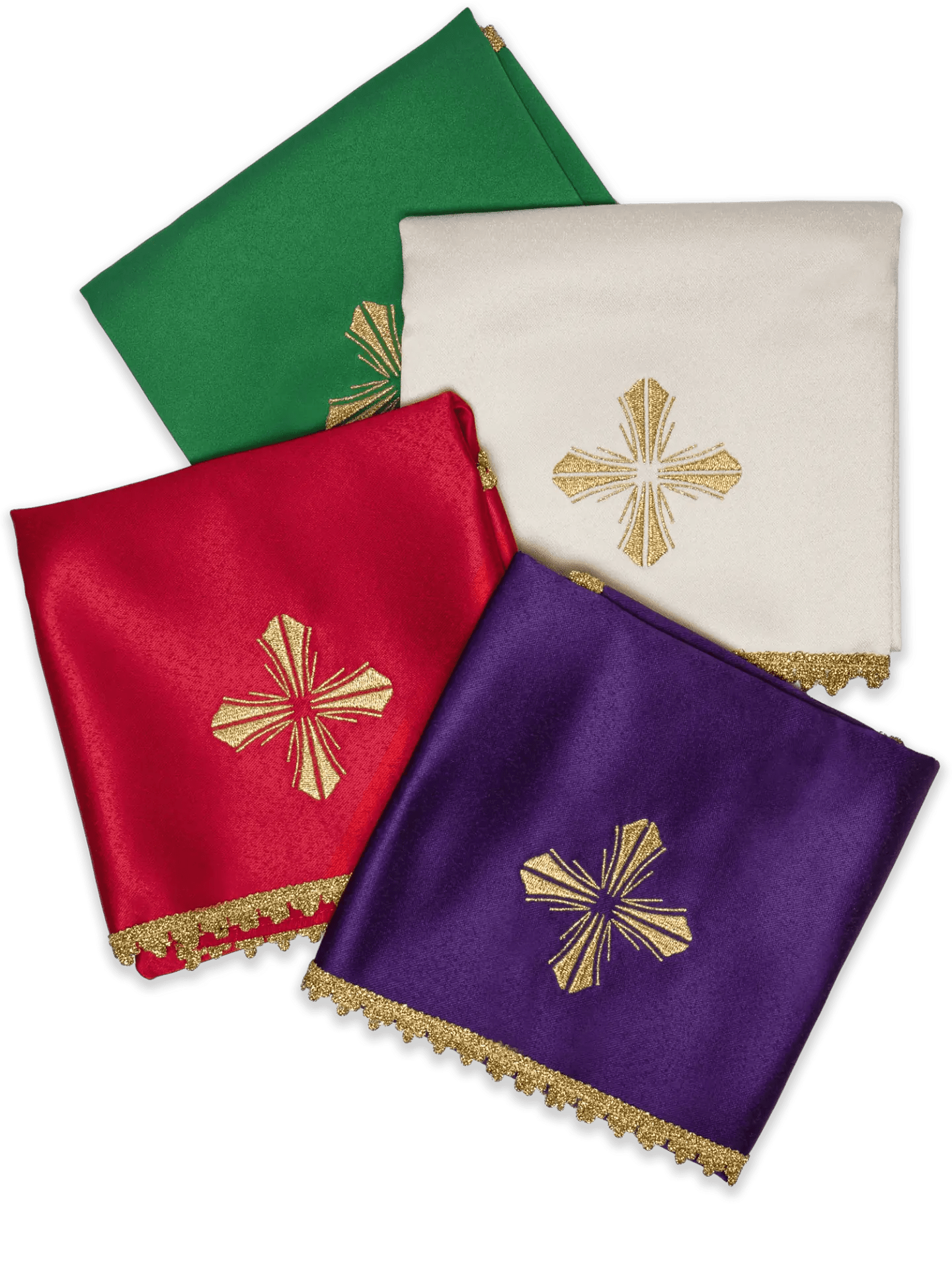 Set of four veils for chalice with embroidered cross