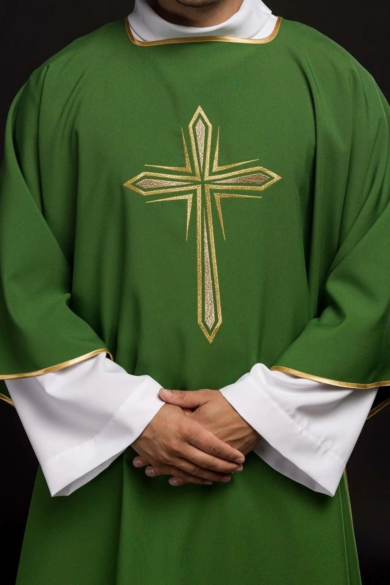 Green Dalmatic with Embroidered Gold Cross