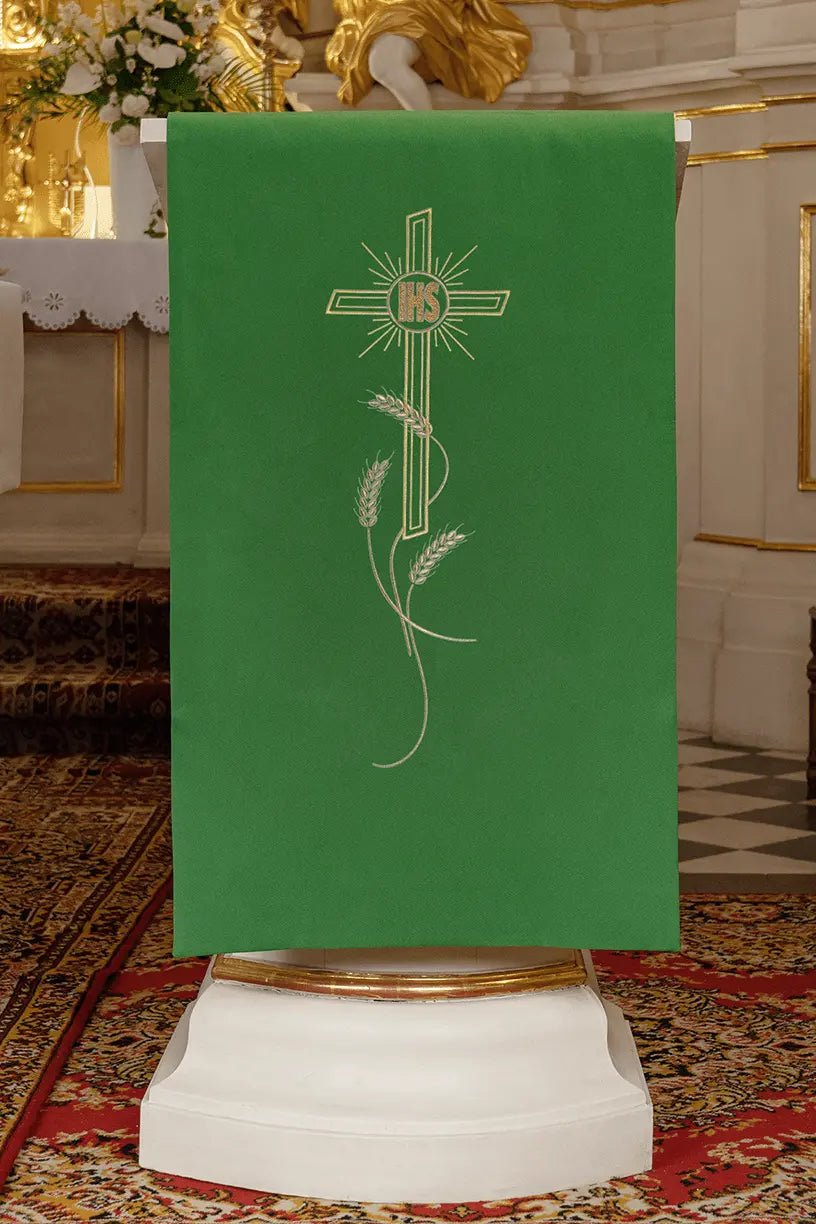 Embroidered lectern napkin with cross and IHS motif