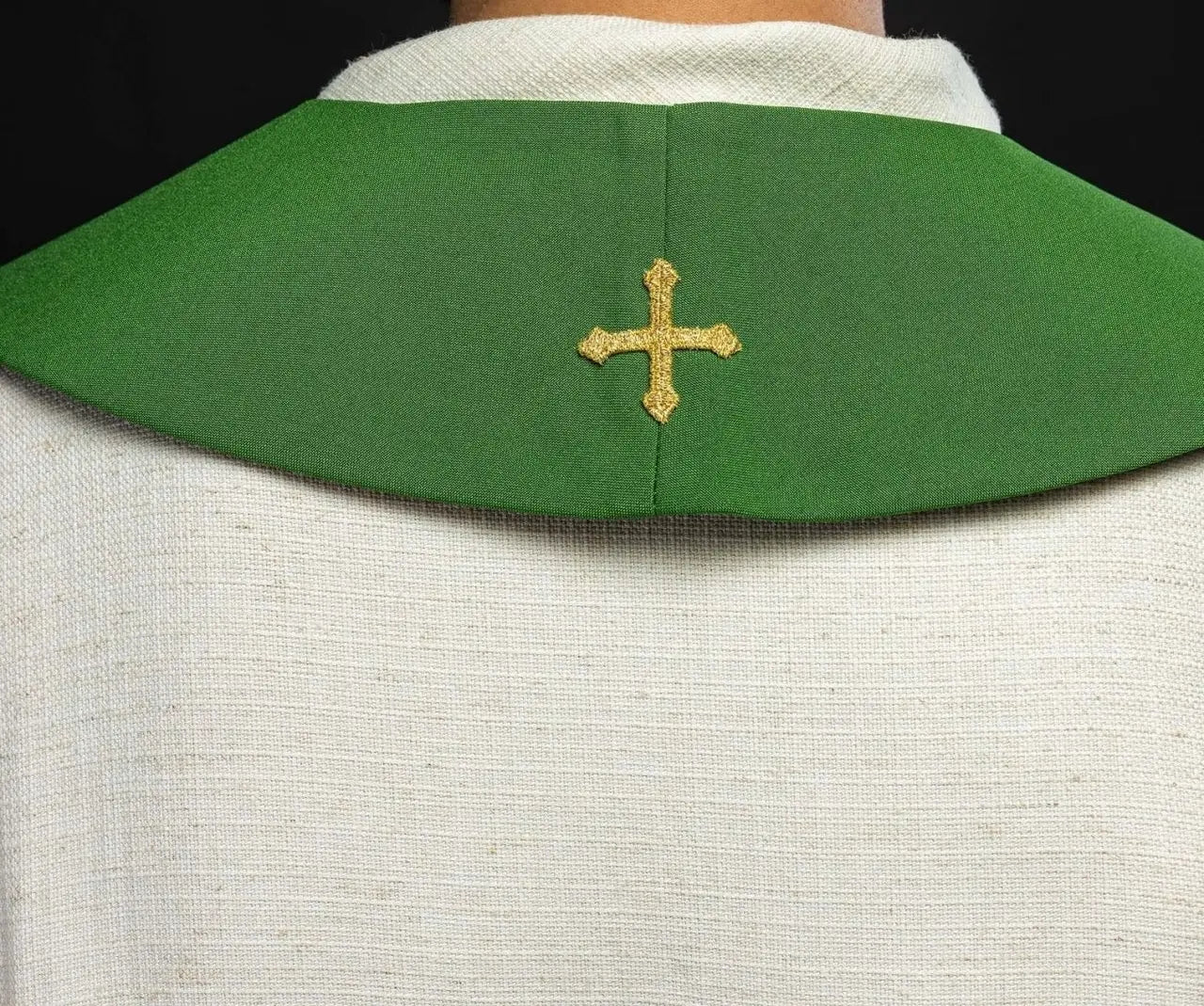Green priest's stole embroidered Chalice, Ears and Grapes