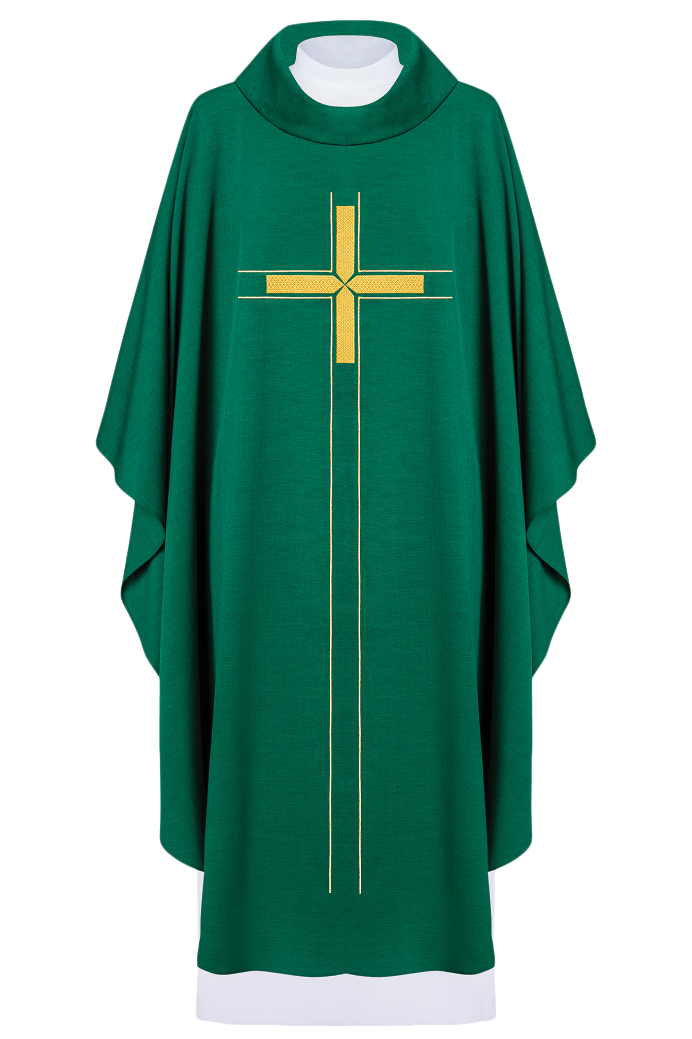 Green chasuble embroidered in minimalist design