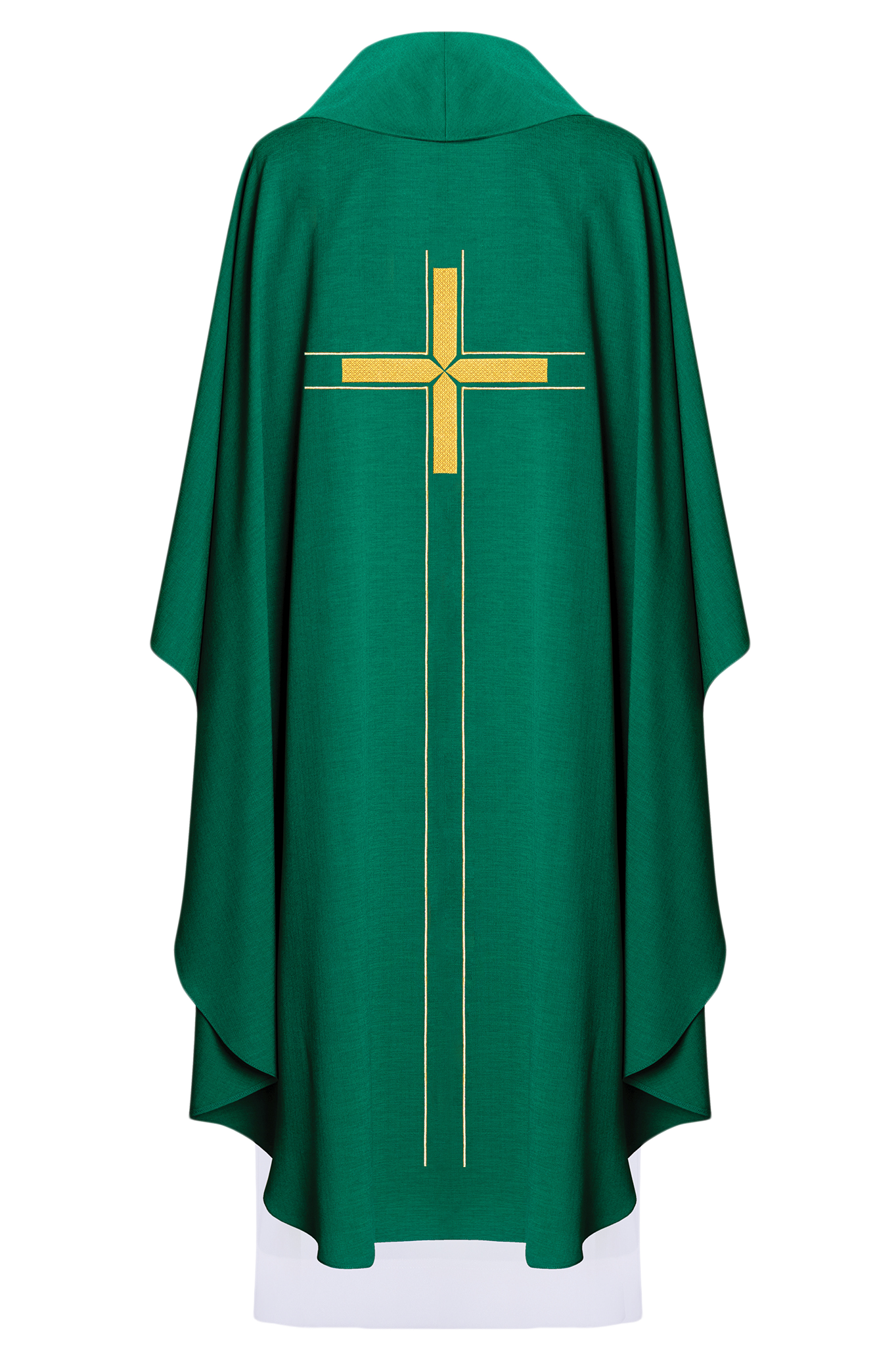 Green chasuble embroidered in minimalist design