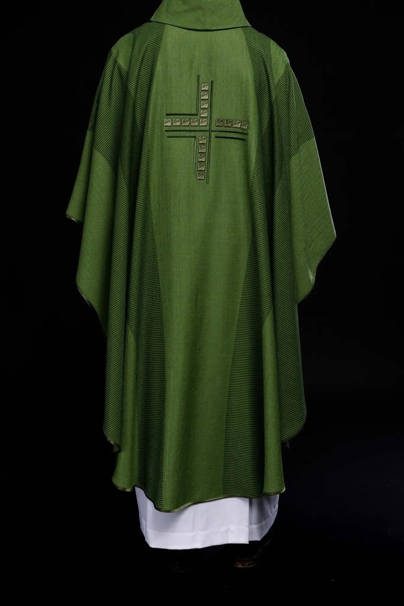Green liturgical chasuble with cross