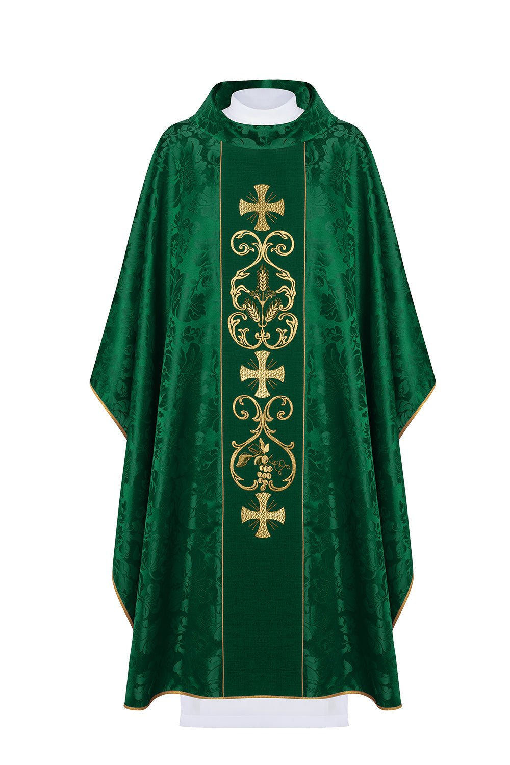 Zielony ornat liturgiczny zdobiony haftowanym pasem - ORNATY.PL