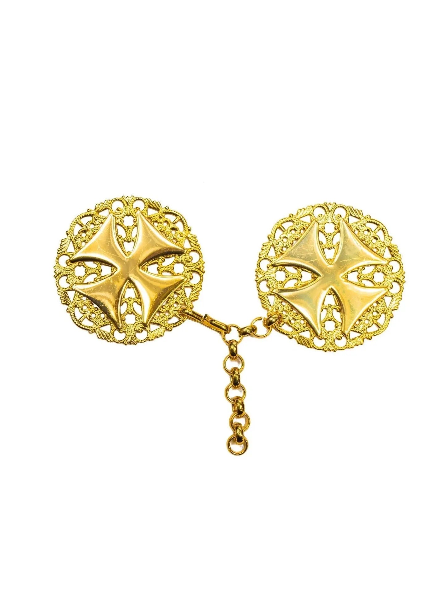 Gold clasp for cope and veil with cross
