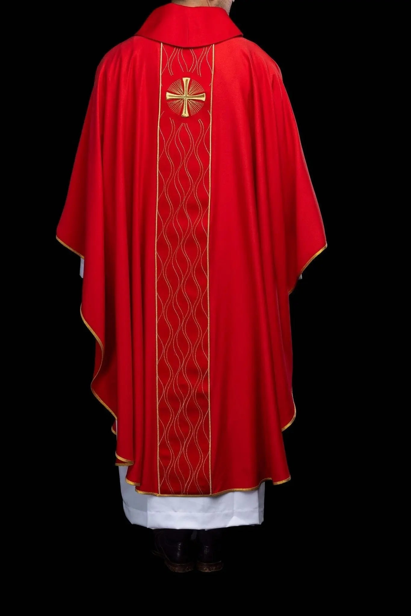 Red Embroidered Chasuble with Cross