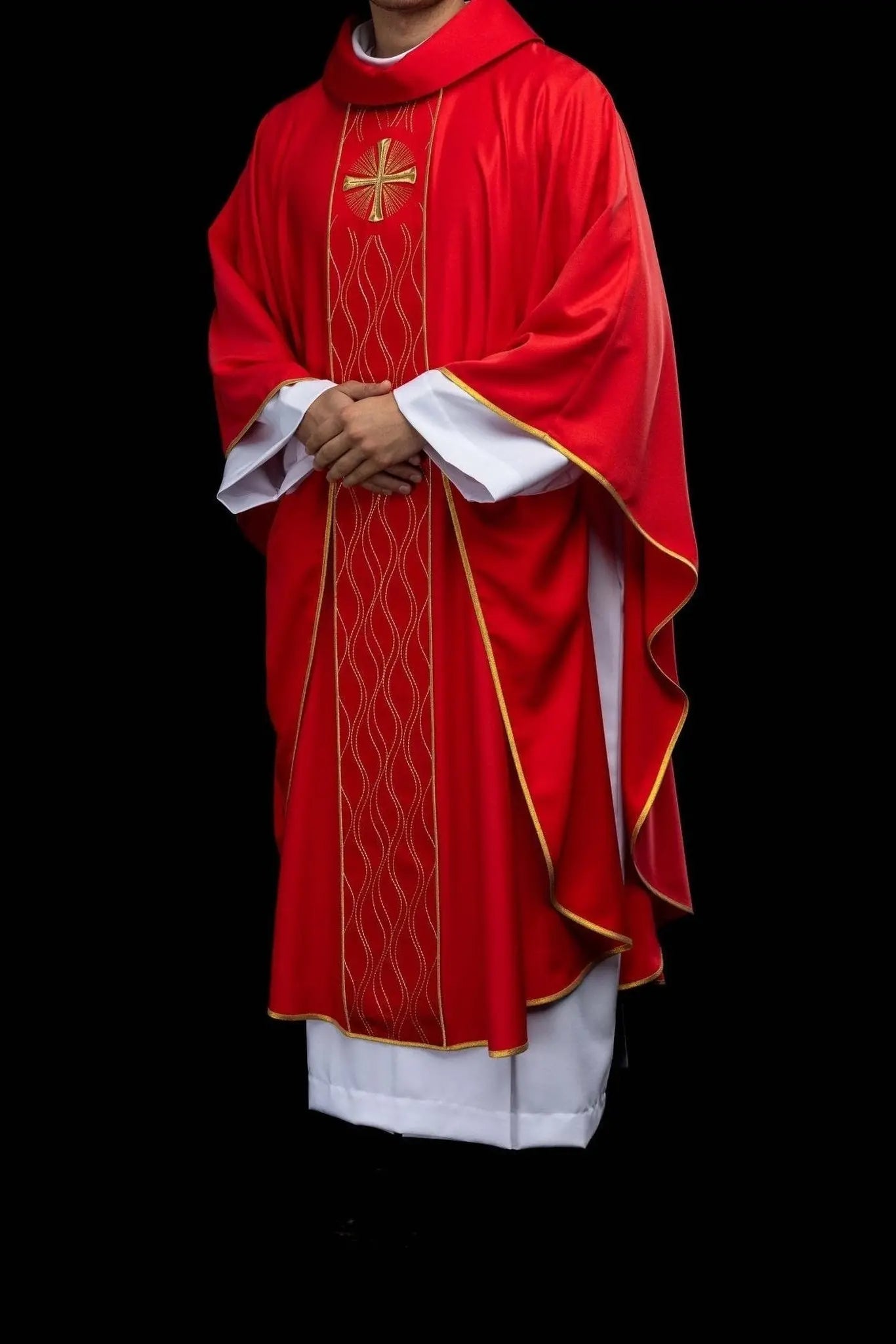 Red Embroidered Chasuble with Cross