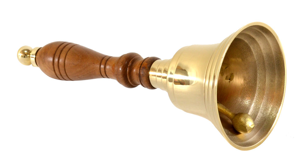 Dzwonek z mosiądzu z drewnianą rączką