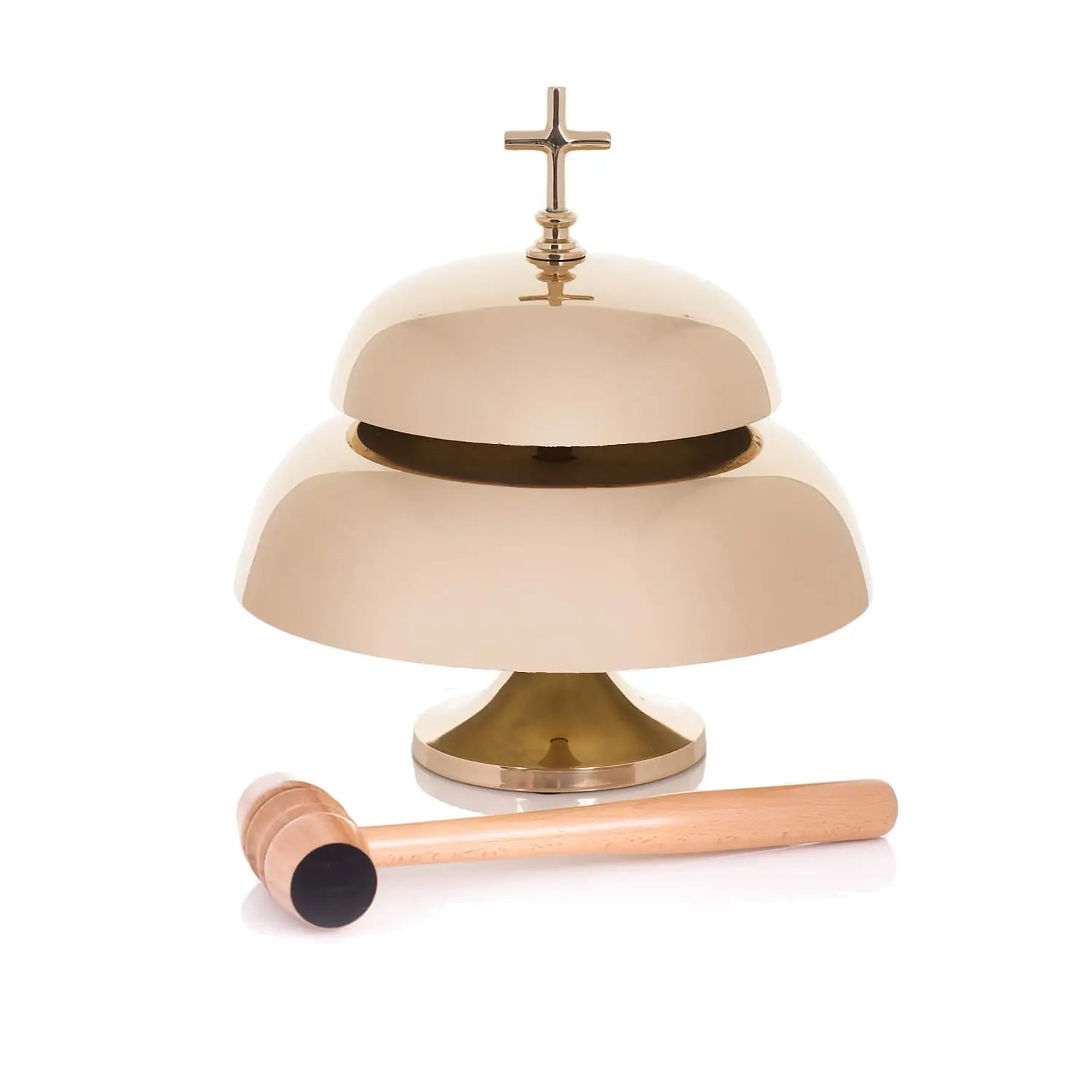 Double Brass Liturgical Gong with Wooden Mallet – 33 cm