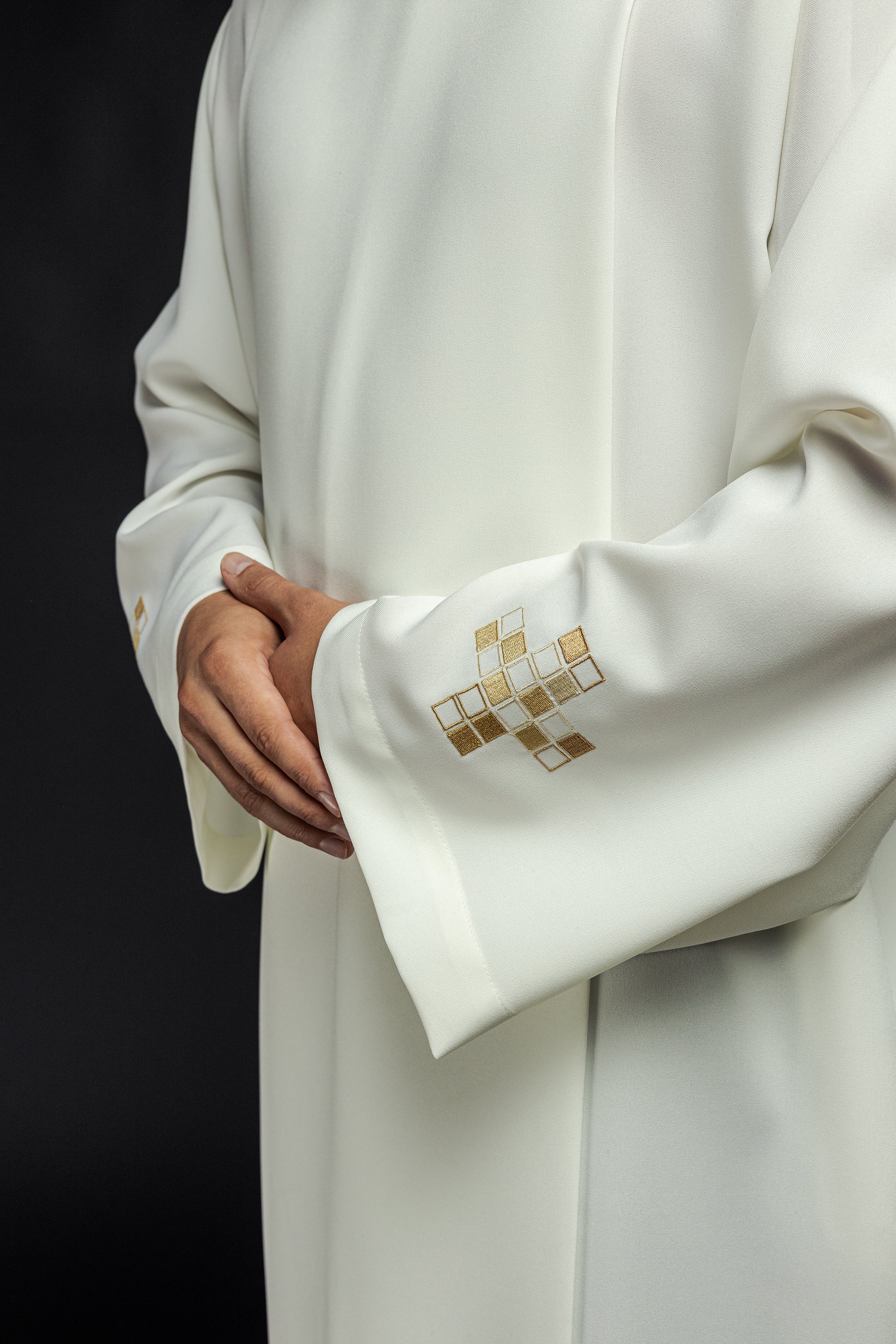 Alba with embroidered mosaic Crosses ecru