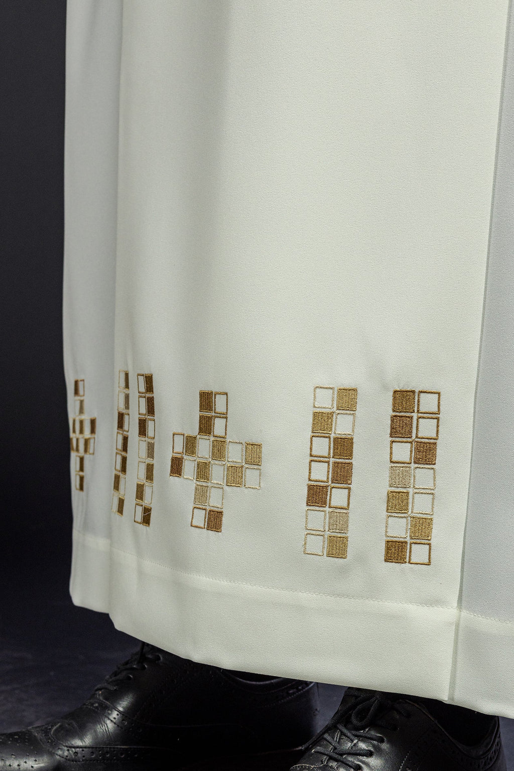 Alba with embroidered mosaic Crosses ecru
