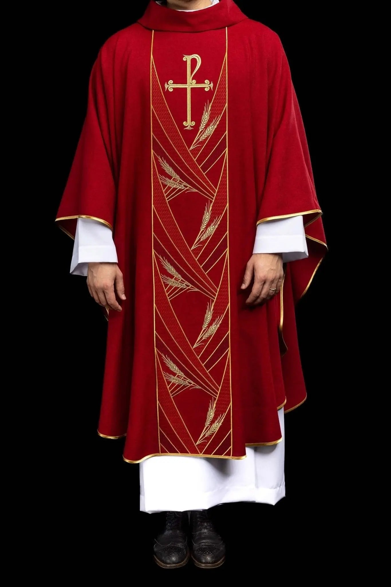 Red Chasuble with Embroidered PAX Band