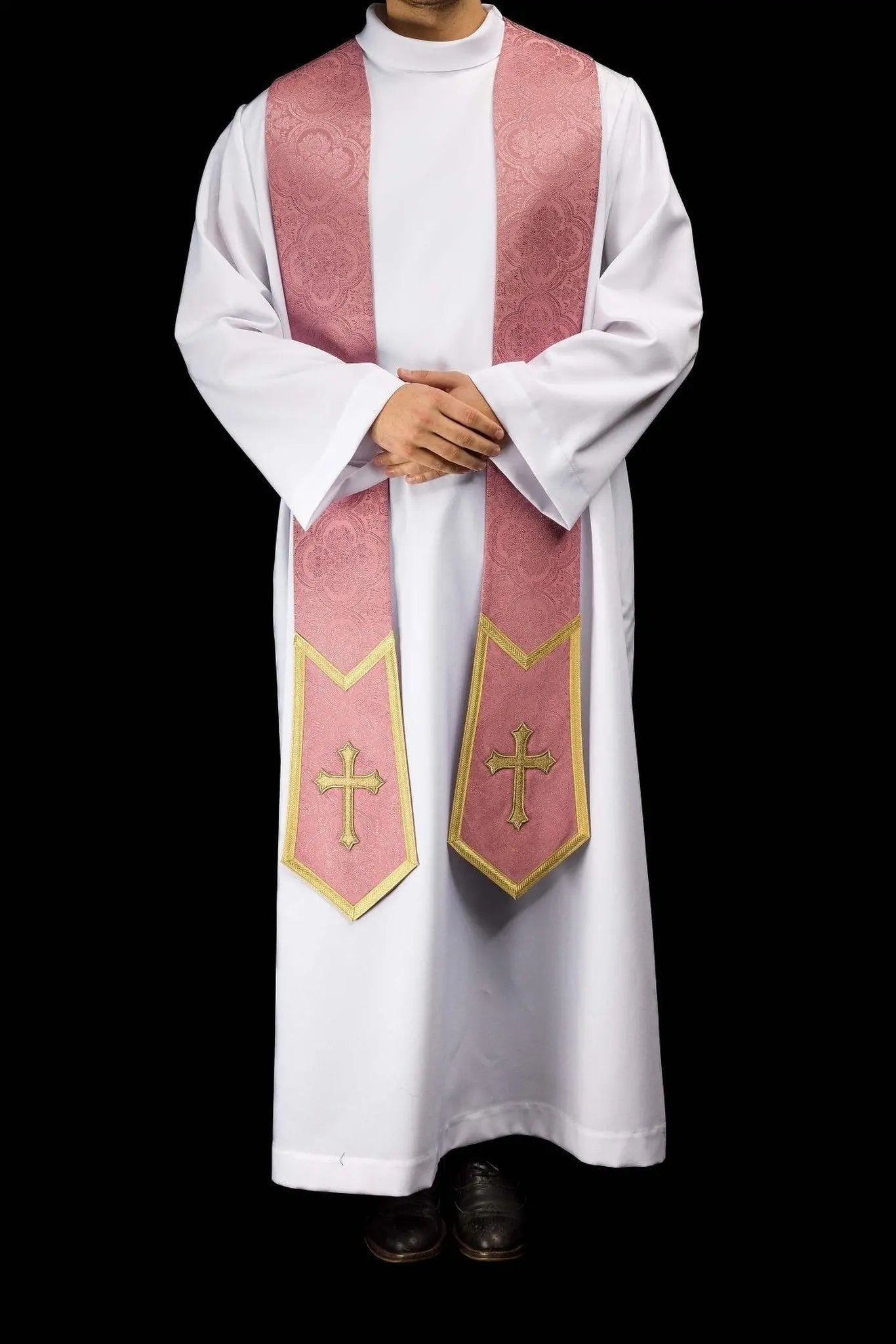 Rose Jacquard Stole with Embroidered Cross