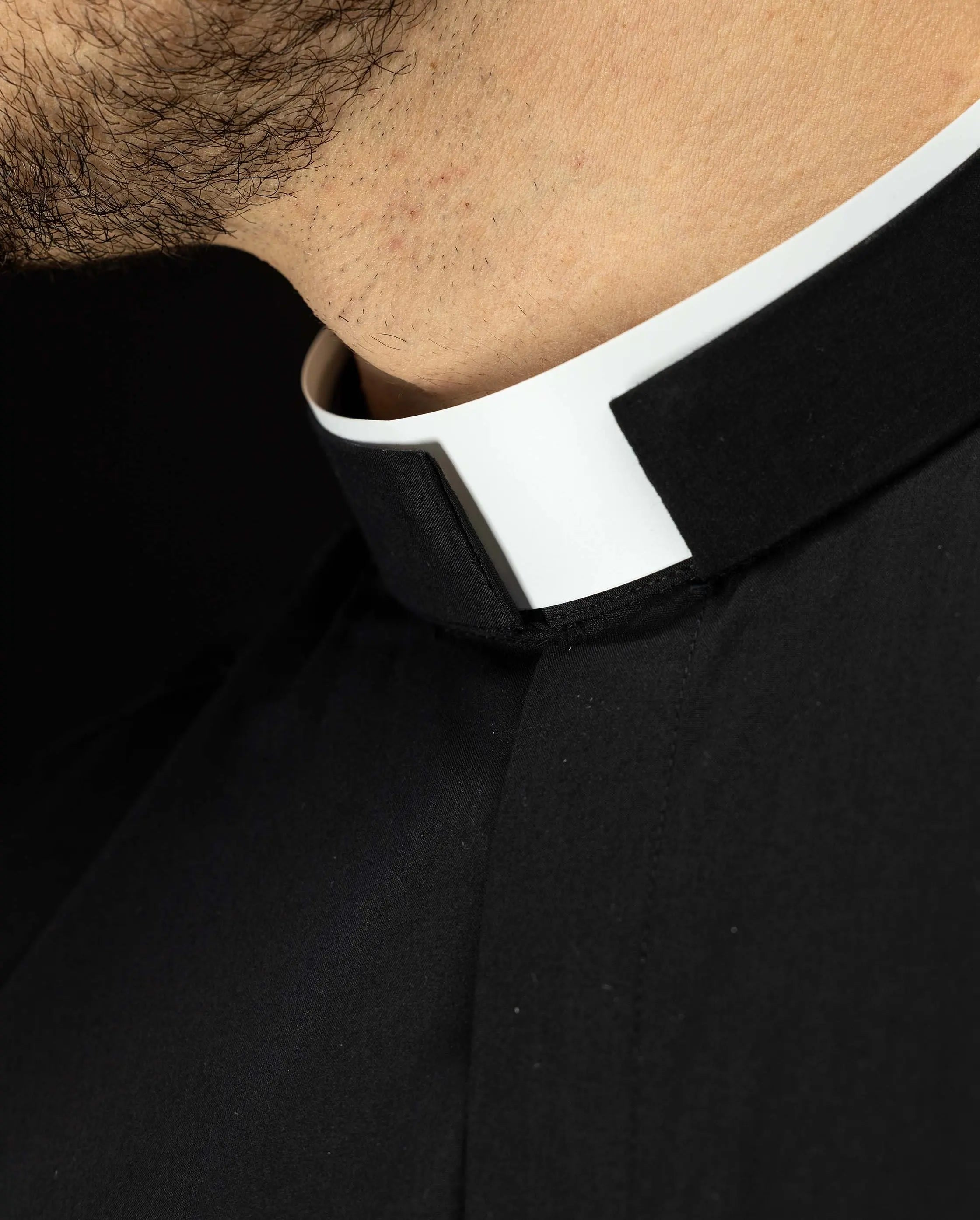 Roman Clergy Shirt Black Long Sleeve with Collar Tab