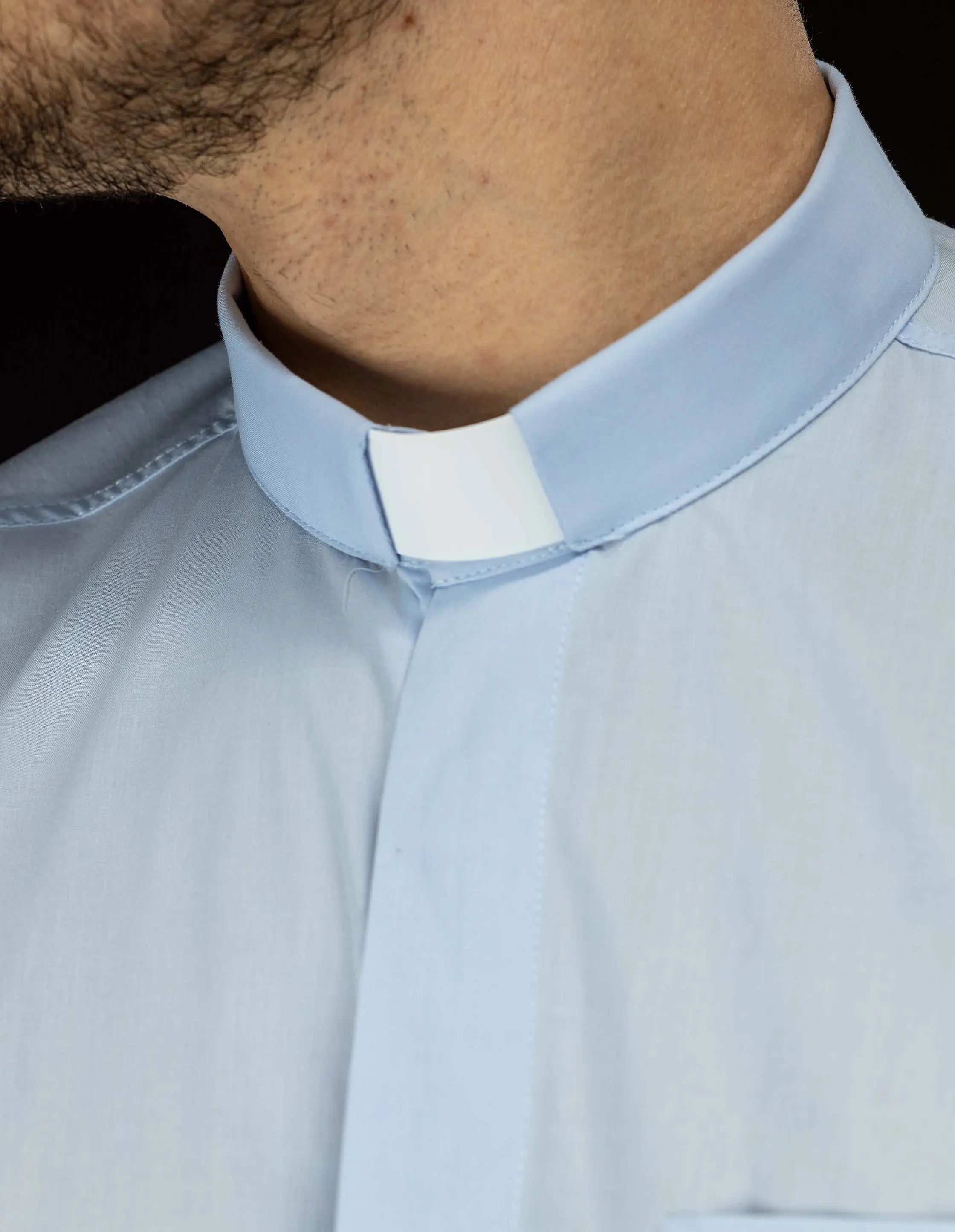 Clergy Shirt Blue Long Sleeve with Collar Tab