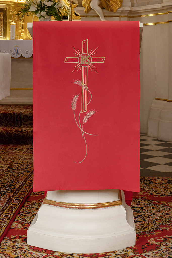 Embroidered lectern napkin with cross and IHS motif