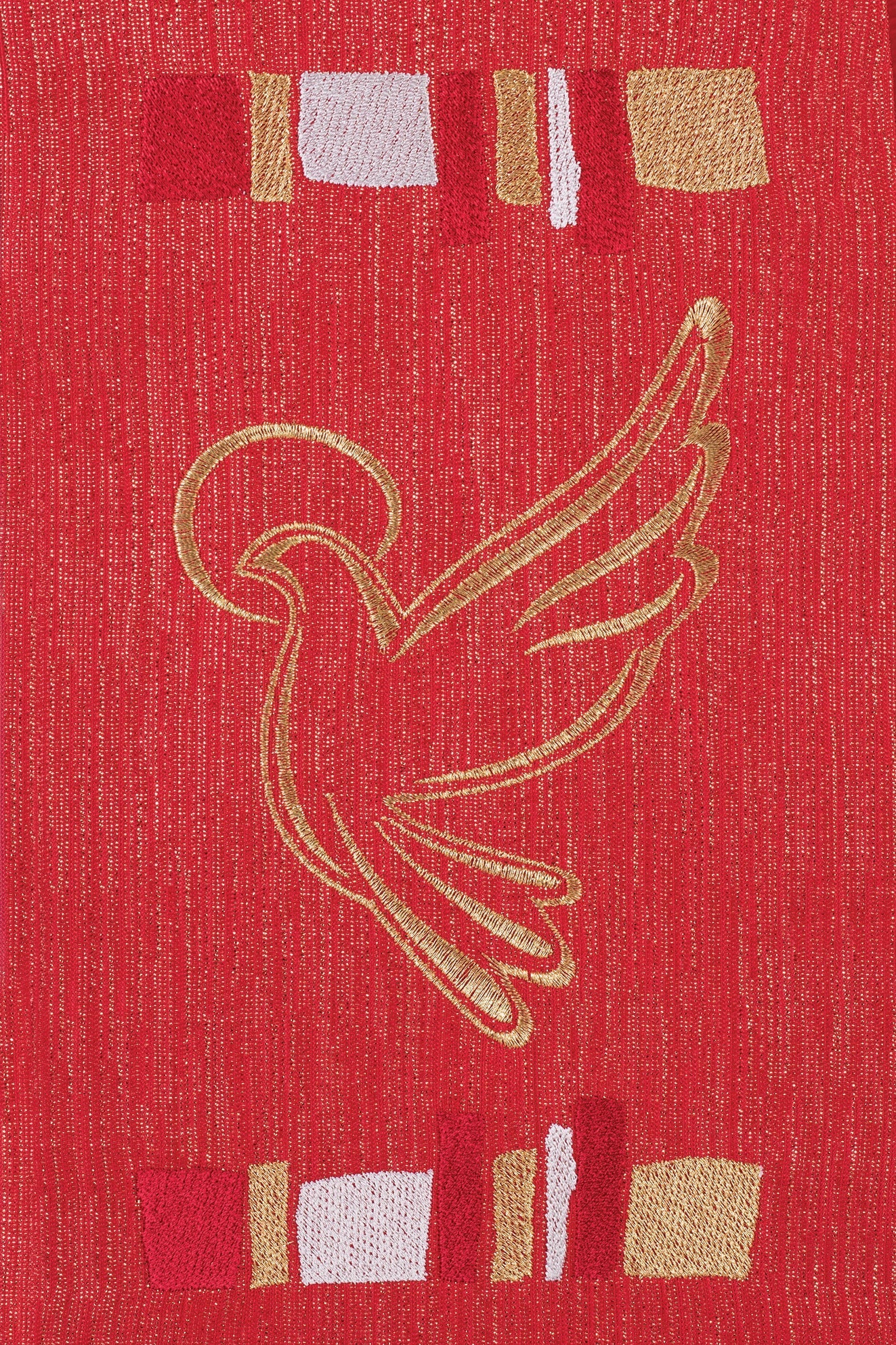 Embroidered stole Holy Spirit and cross Red