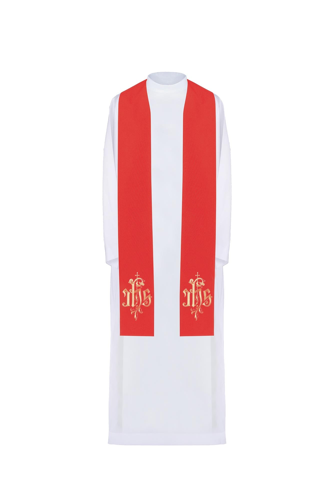 Embroidered stole IHS red