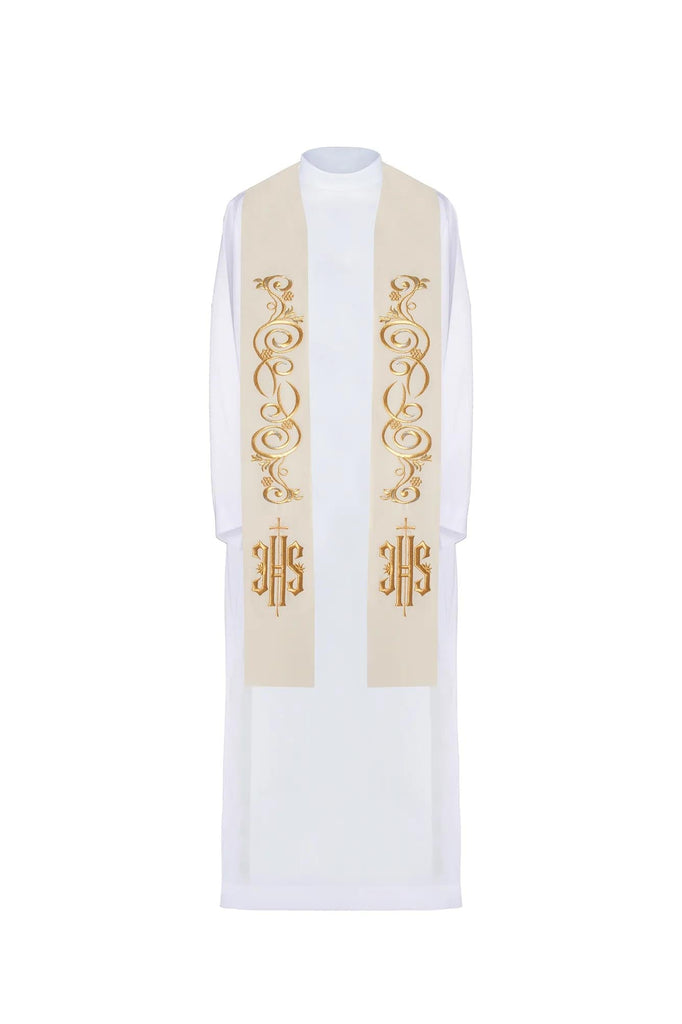 IHS embroidered stole in gold