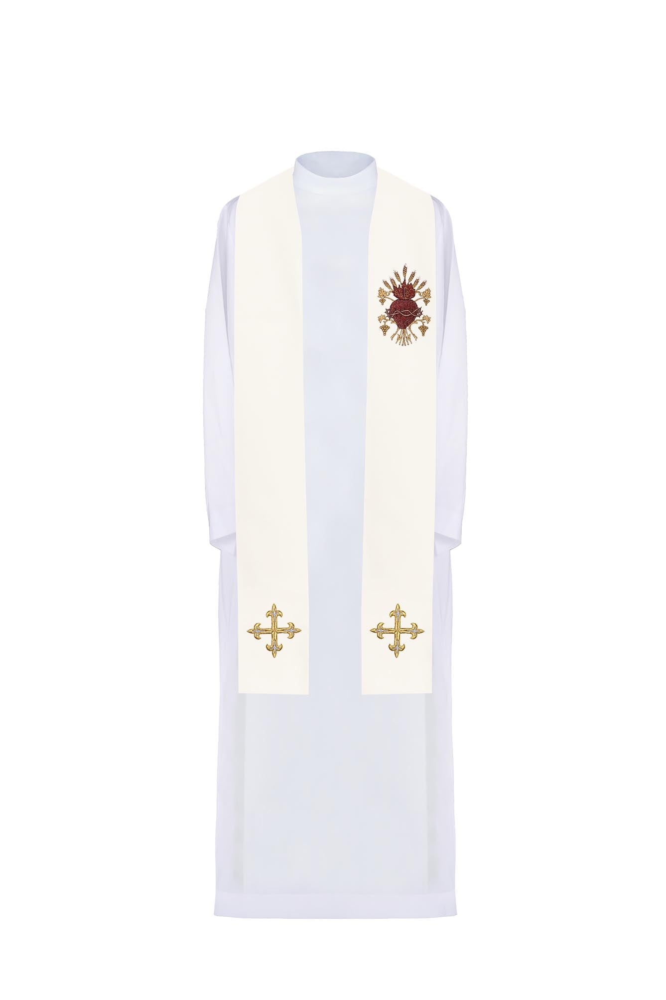 Embroidered stole with the Heart of Jesus