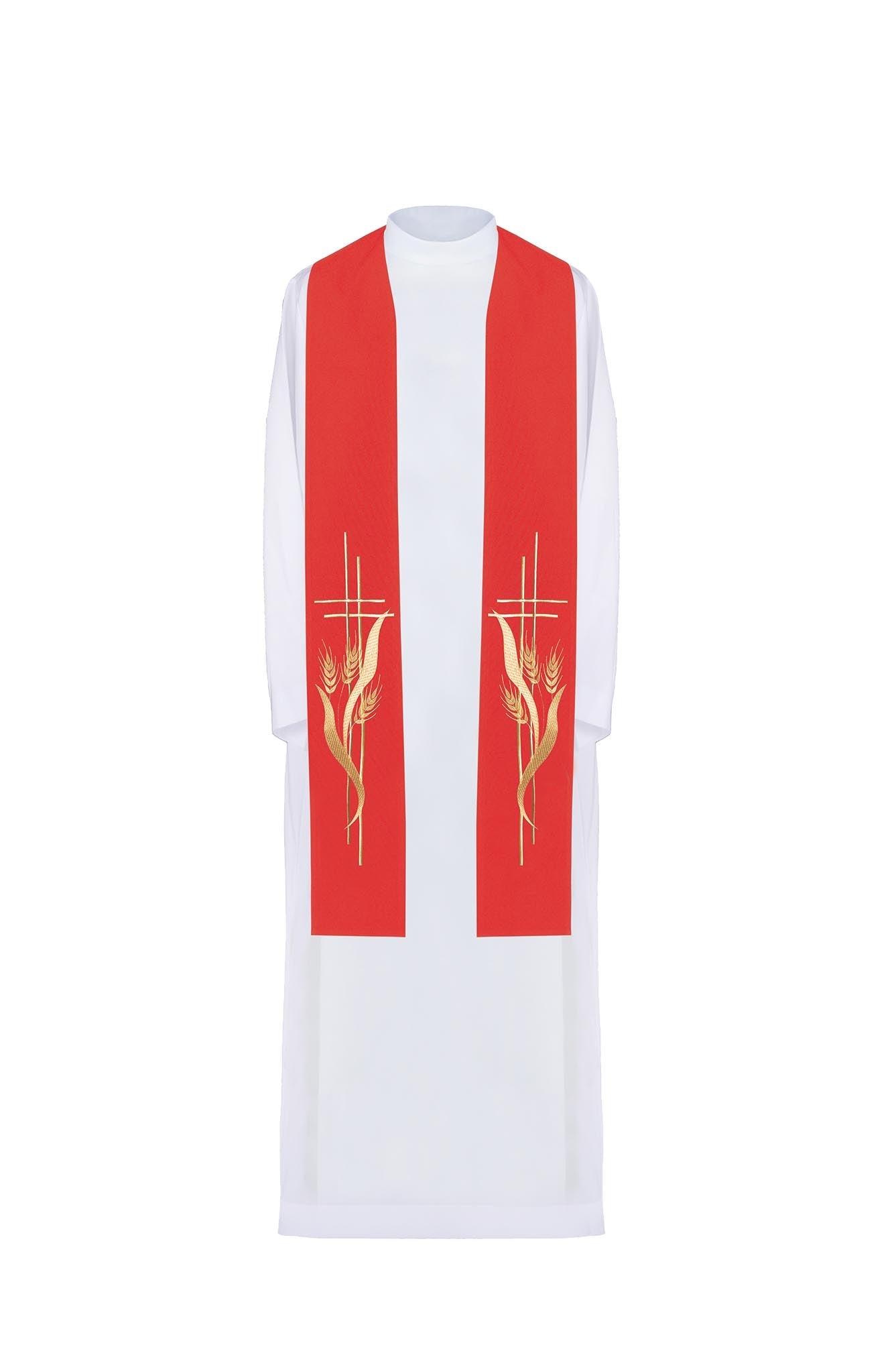 Embroidered red priest's stole