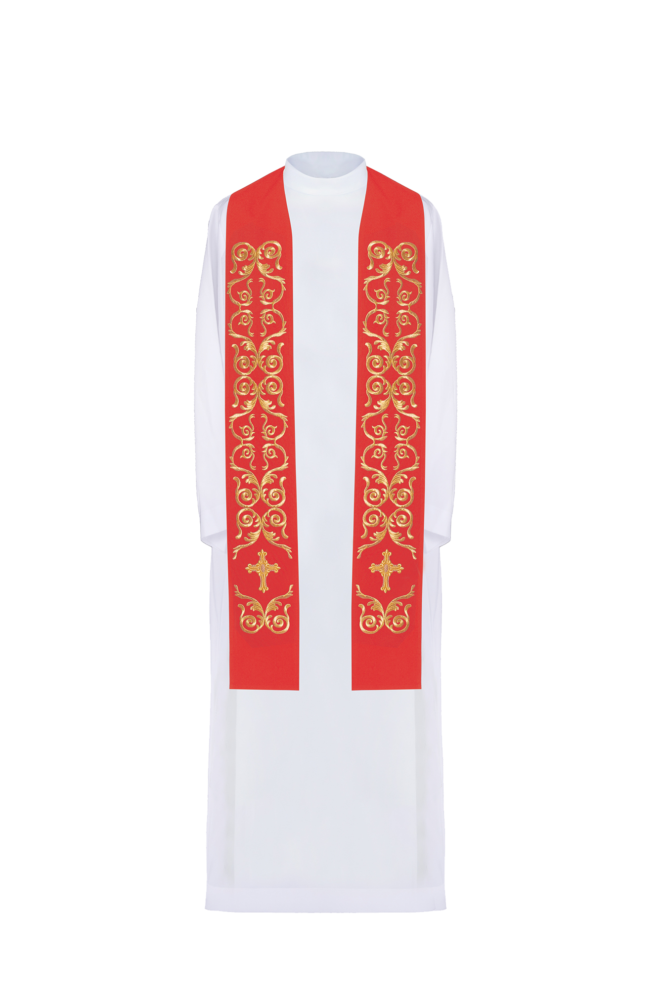 Priest's stole red embroidered Cross