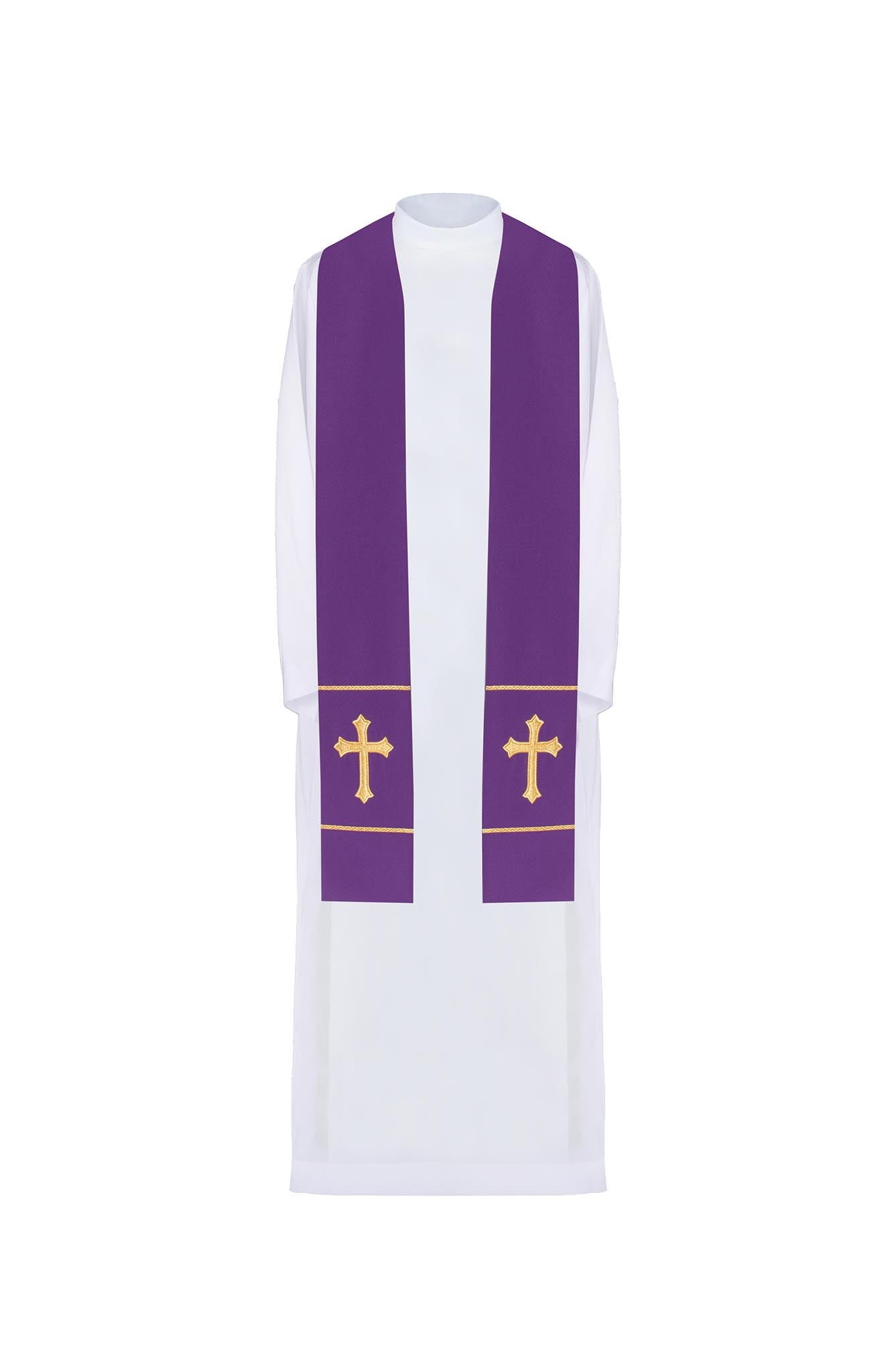 Priest's stole purple embroidered Cross