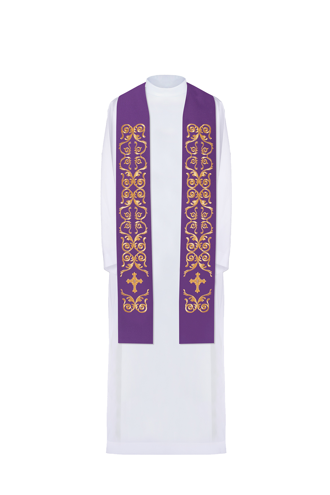 Priest's stole purple embroidered cross