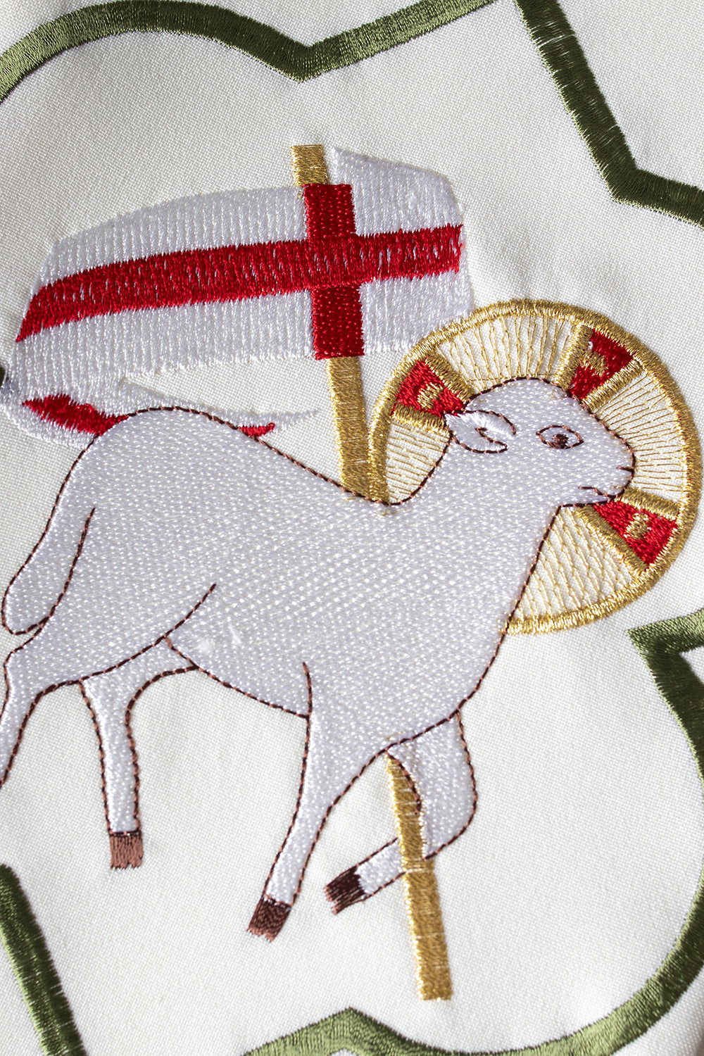 Embroidered Lamb ecru priest's stole