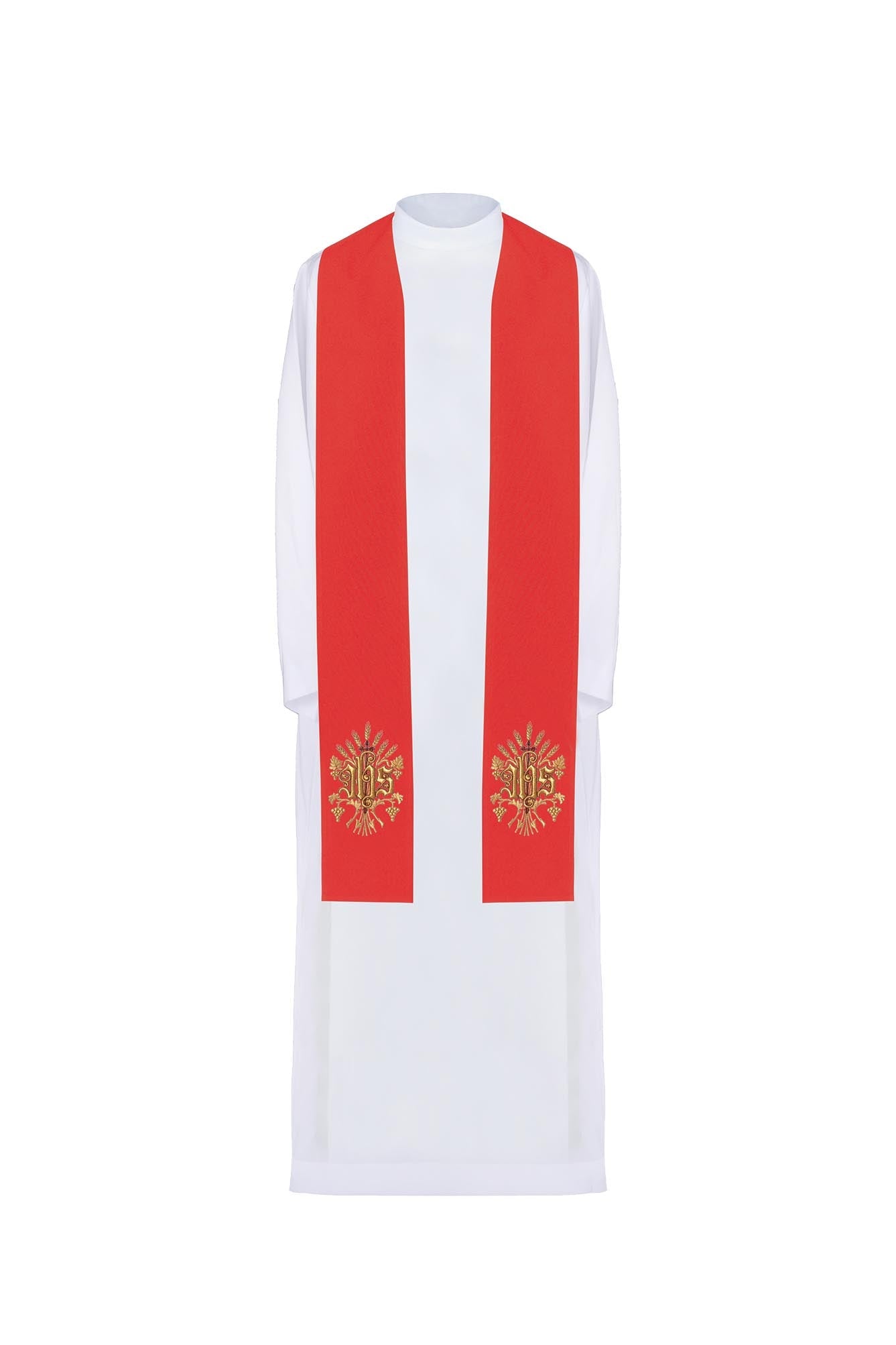 Embroidered priest's stole IHS Red