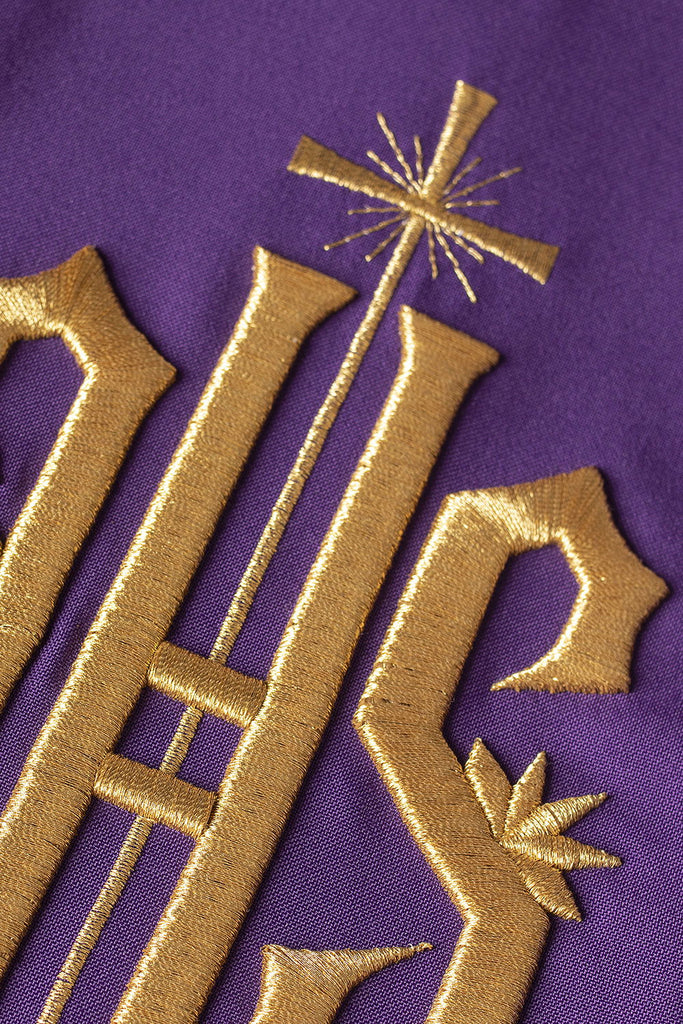 Embroidered priest's stole IHS Purple