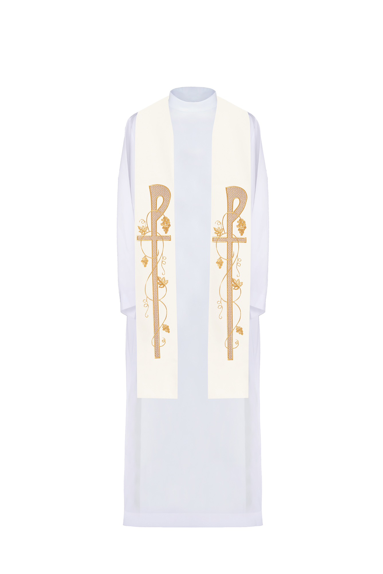 Embroidered priest's stole with gold cross design