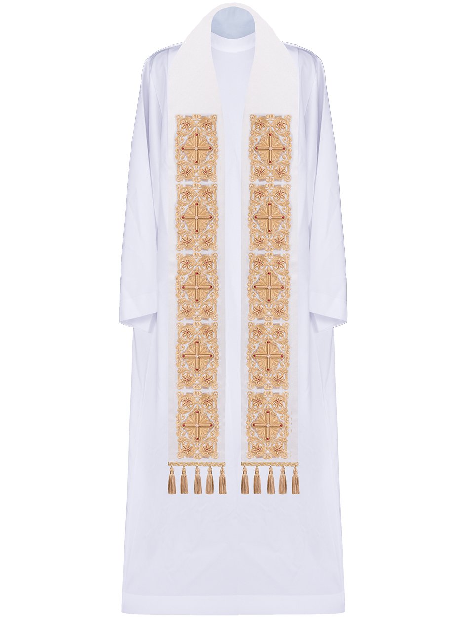 Embroidered priest's stole decorated with gold stones