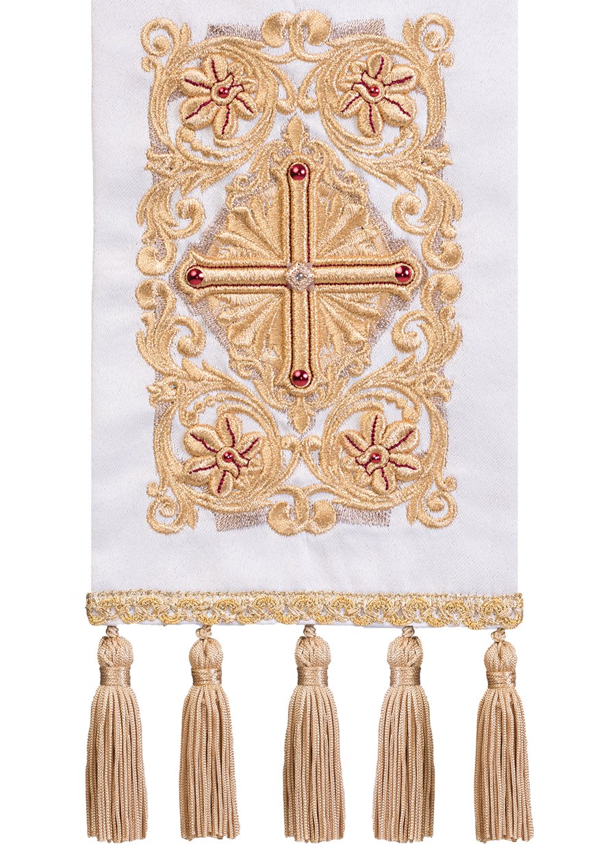 Embroidered priest's stole decorated with gold stones