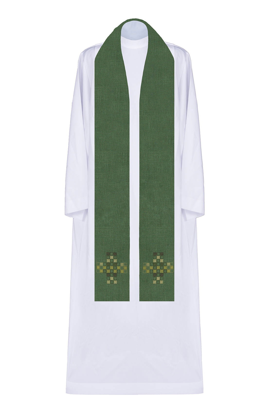 Priest's stole in green with mosaic cross