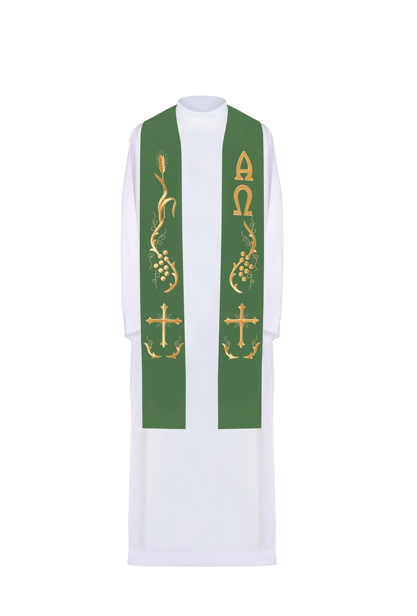 Embroidered green priest's stole