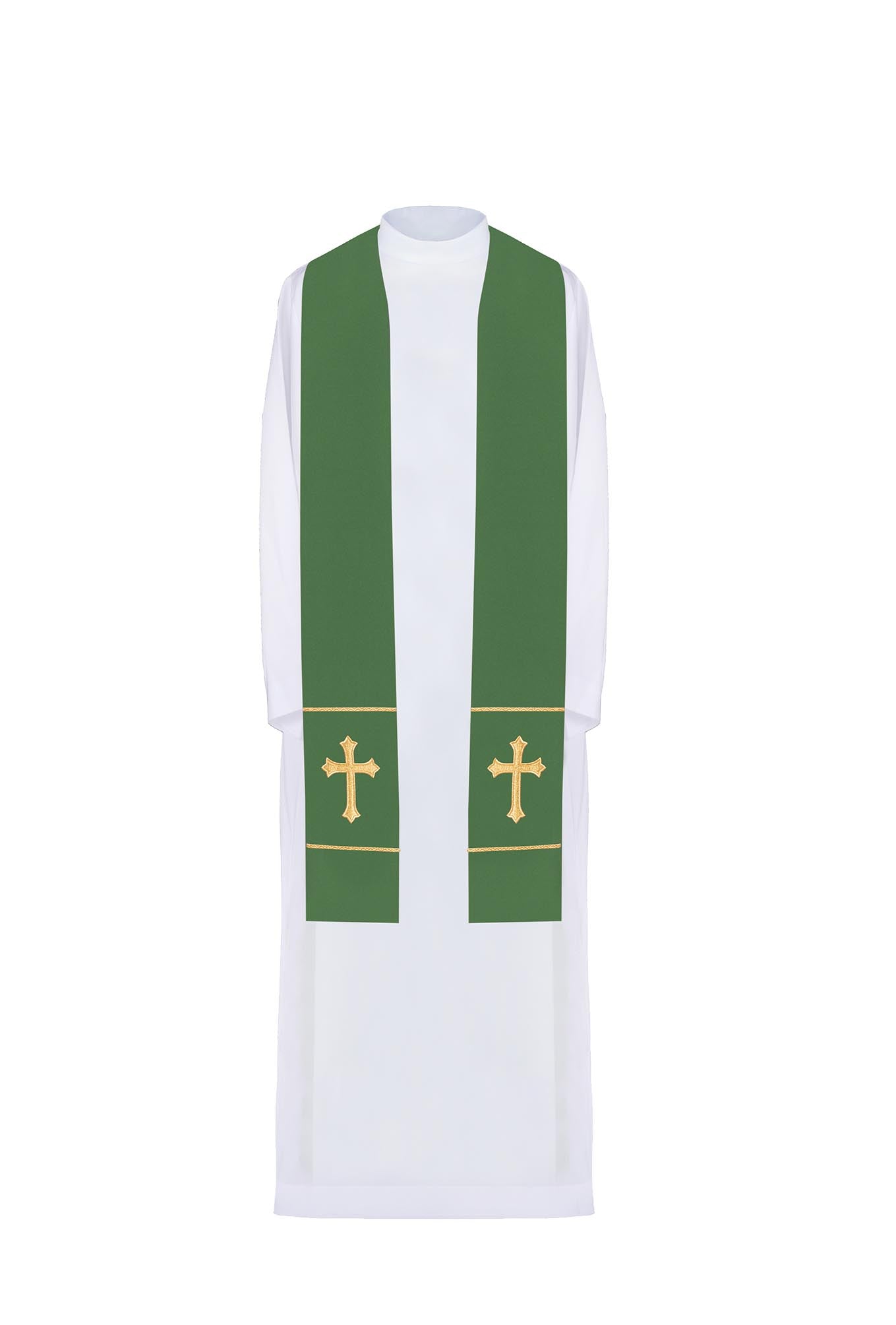 Green embroidered priest's stole Cross