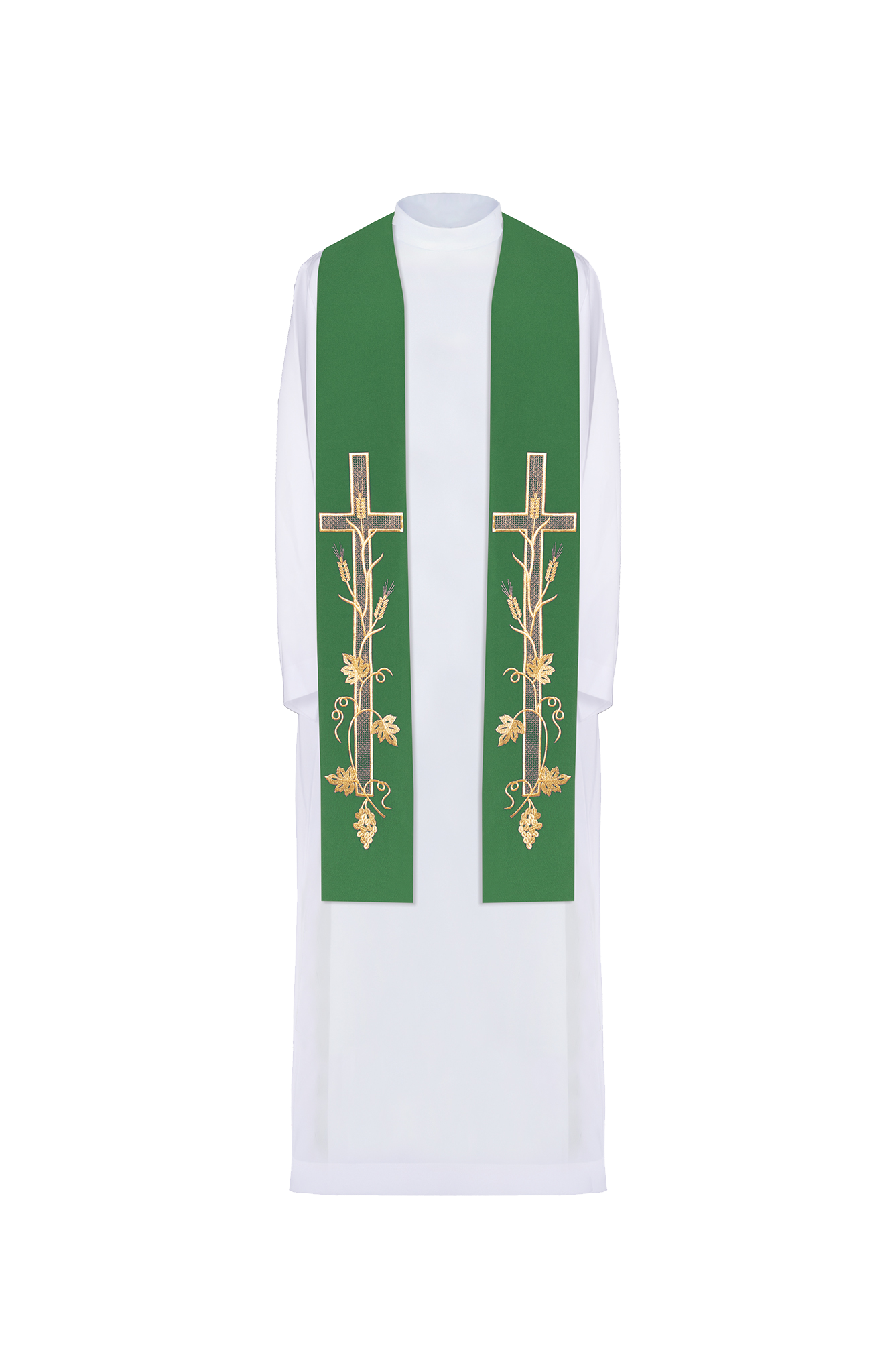 Green embroidered priest's stole Cross