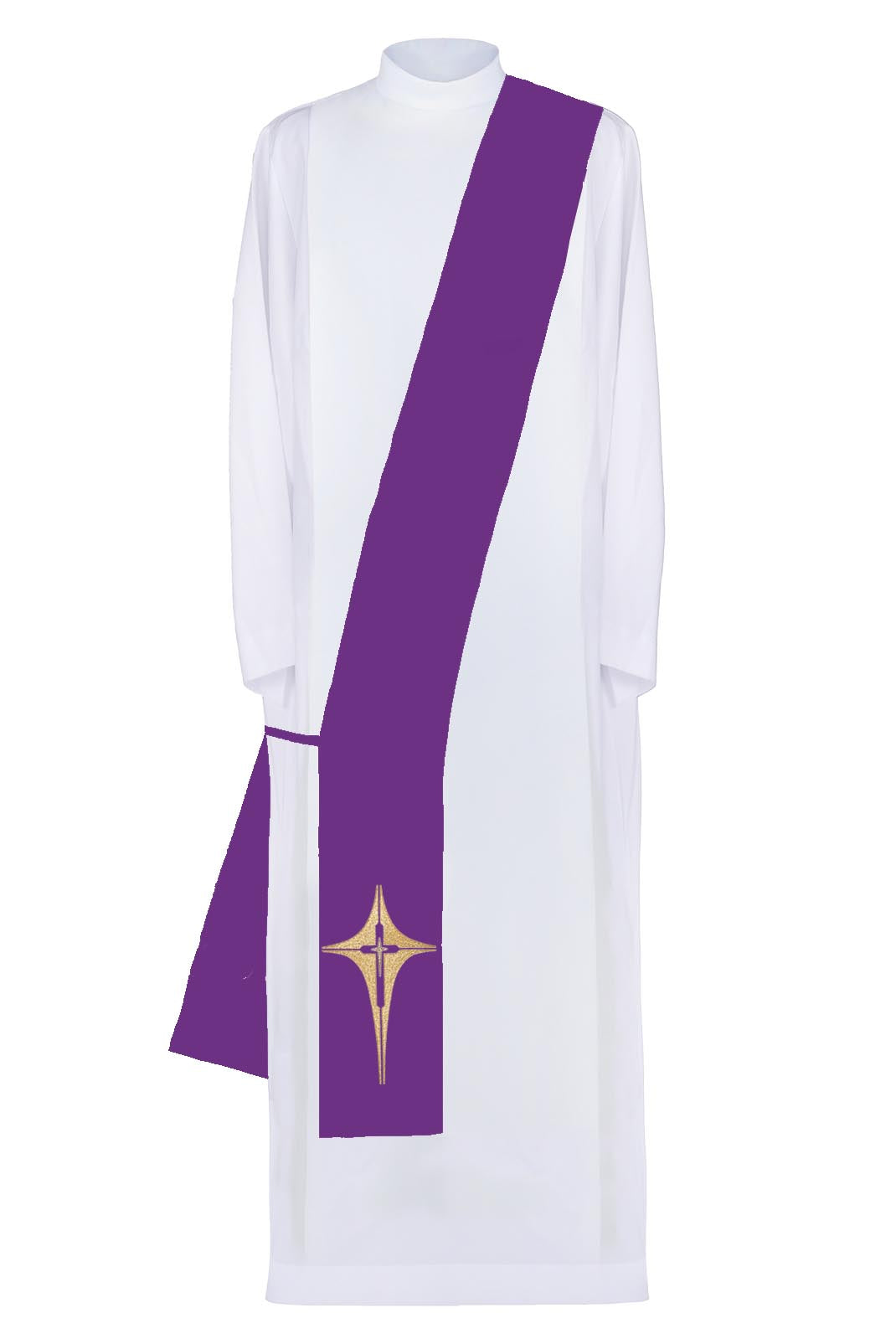 Diaconal Liturgical Stoles Embroidered Cross Purple